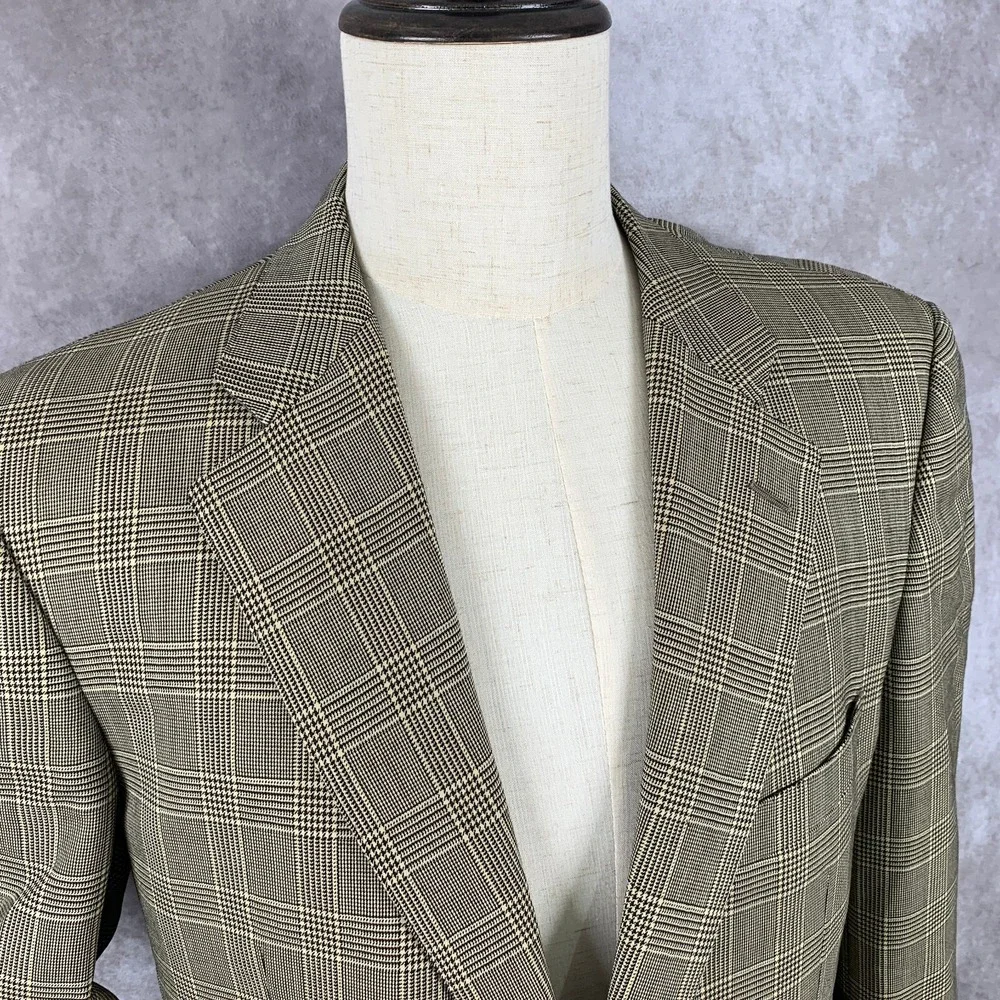 Ermenegildo Zegna Su Misura Blazer Jacket Men 44 Windowpane Wool Sport Coat